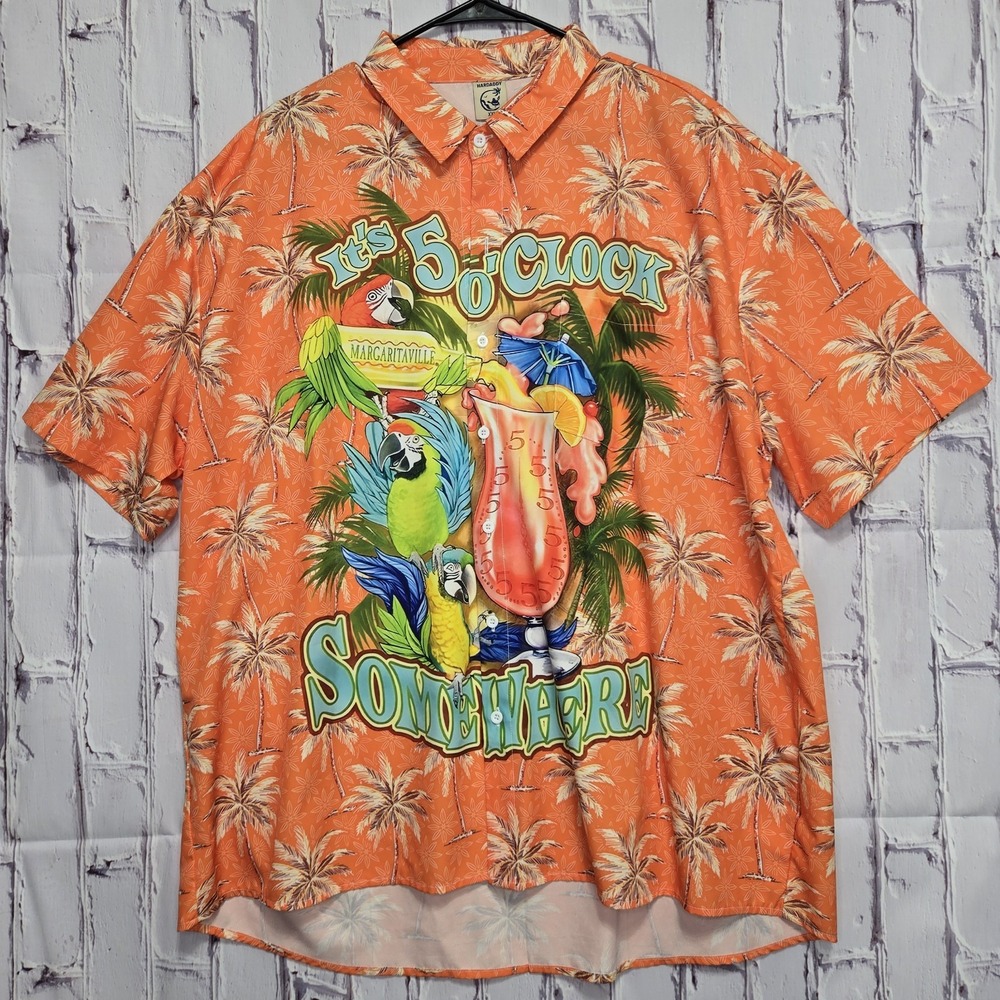 Hardaddy Hawaiian Shirt It's 5 O'clock Somewhere Margaritaville‎ Button Sz XXL